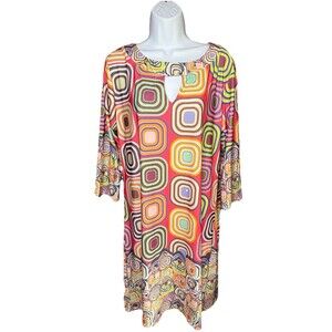 Isle Apparel Melis Kozan Keyhole Dress Women’s Size Large Multi Color Art Deco